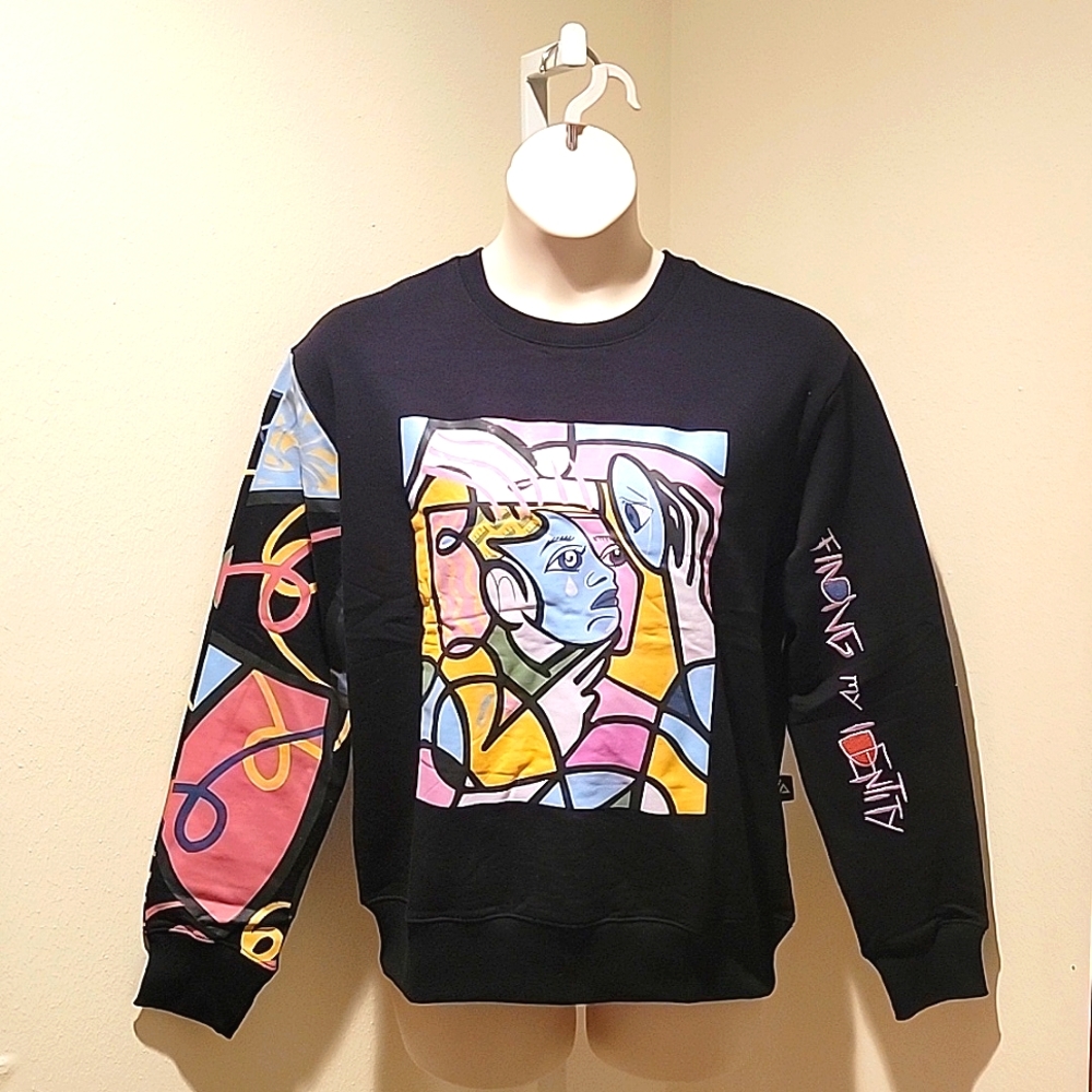 IMPRESS ART BY LOSIER PORTRAIT PRINT PULLOVER LONG SLEEVE SWEATSHIRT